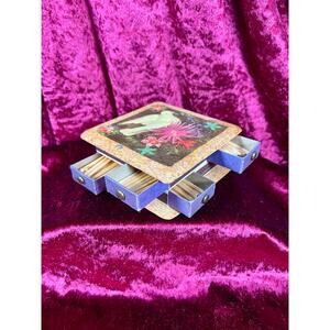 Vintage Home Decor - Mid Century Matchbook Tower - Floral Collage with A Dove